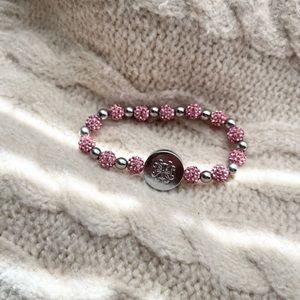 {Rustic Cuff} Pink Sparkle and Silver Bracelet